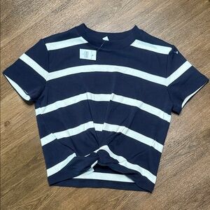 Ann Taylor women’s Navy and White Striped Tee